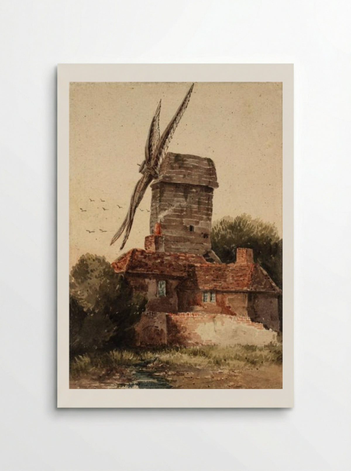 Untitled (Study of a Windmill, Watercolour on Paper) - David Cox - Poster
