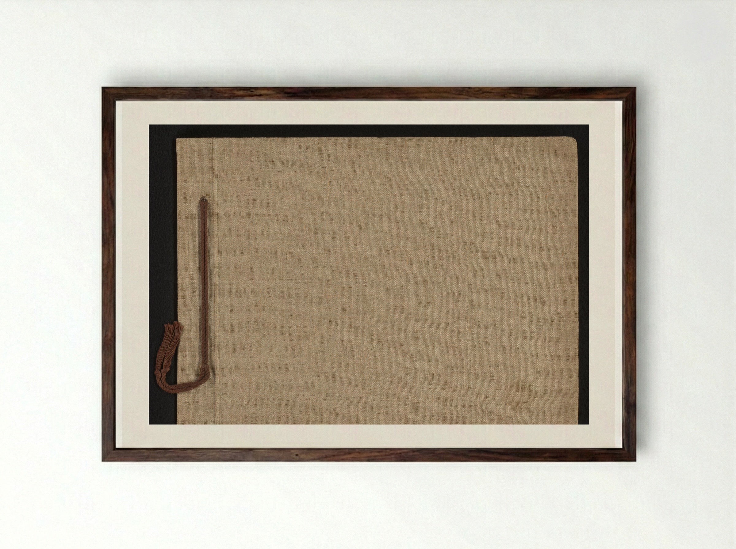 Untitled (Textile Album Cover, Linen and Cord) - Solis Prints - Framed Print Dark Wood