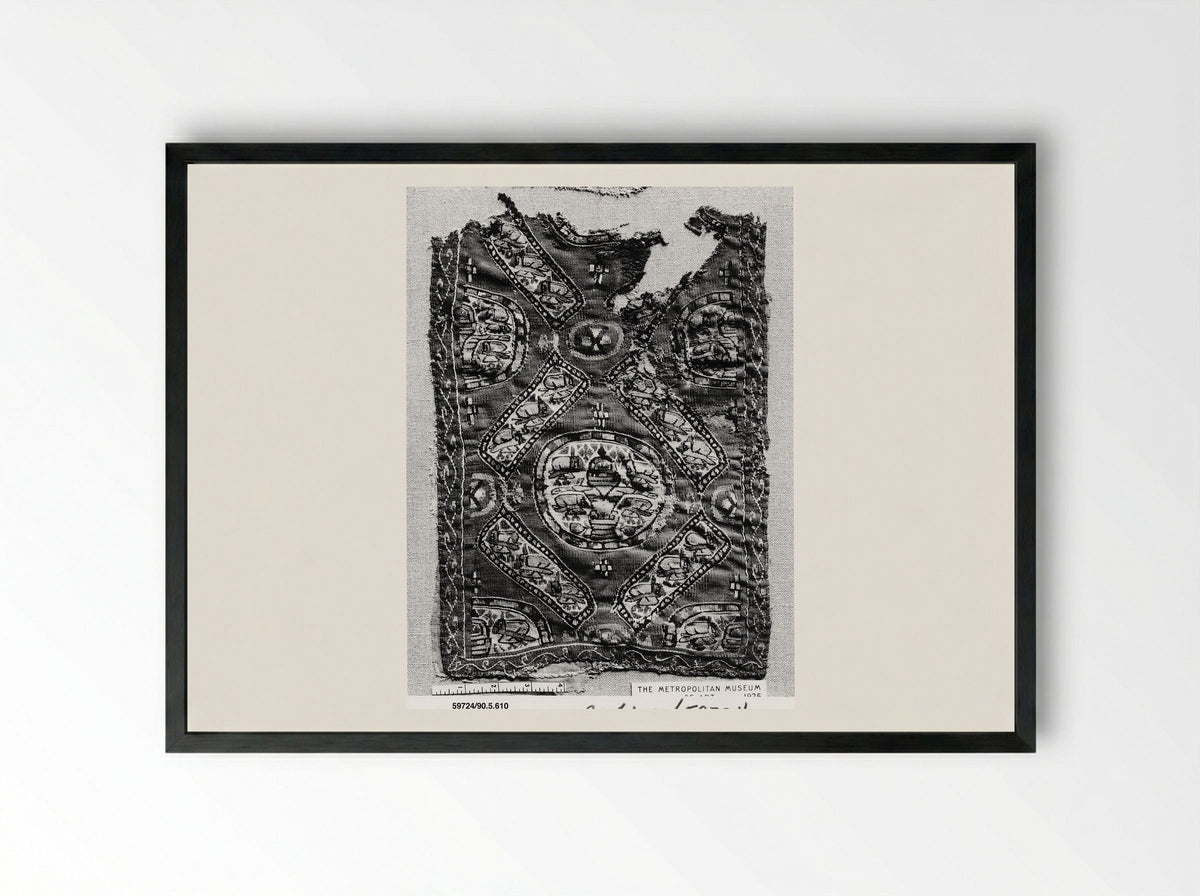 Untitled (Textile Fragment, Coptic Period) - Fine Art Print - Framed Print Black