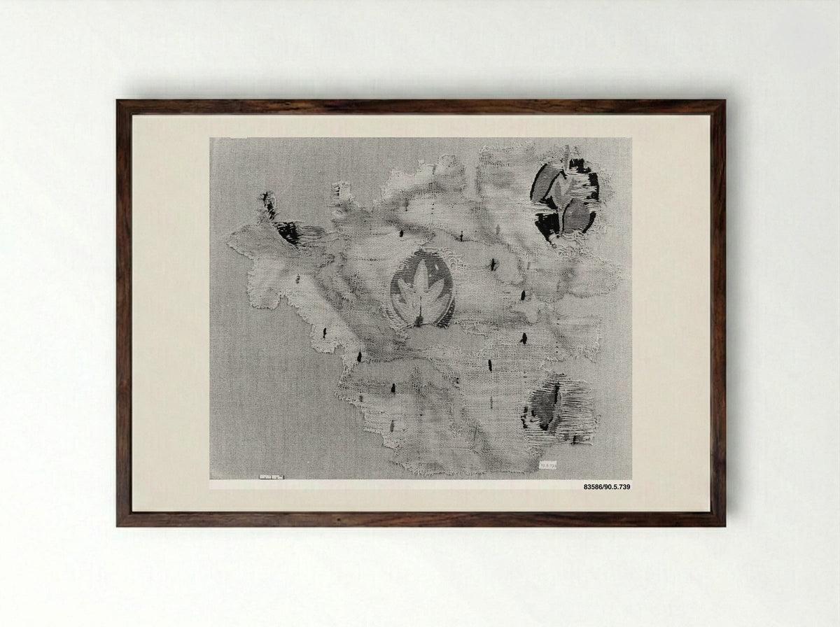 Untitled (Textile Fragment, Coptic Period) - Fine Art Print - Framed Print Dark Wood