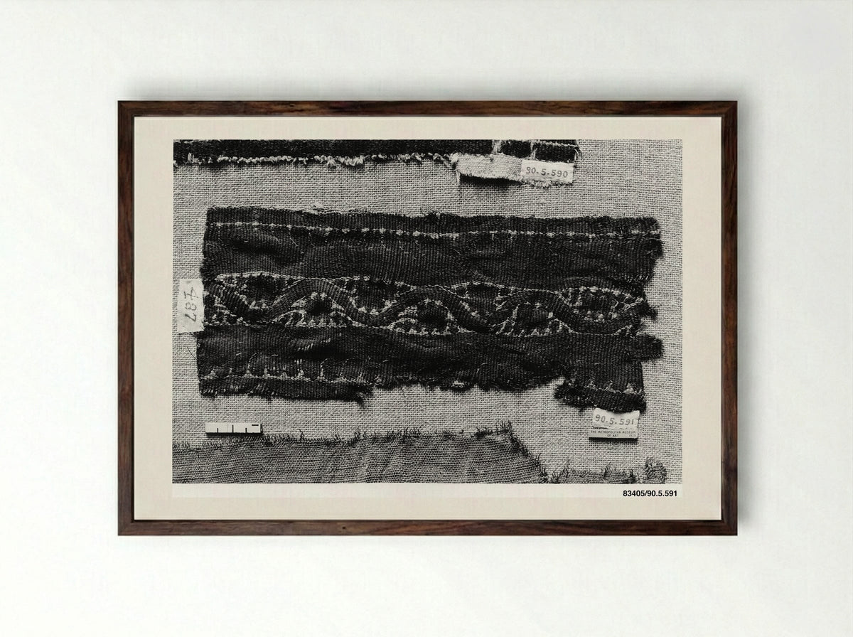 Untitled (Textile Fragment, Coptic Period) - Fine Art Print - Framed Print Dark Wood
