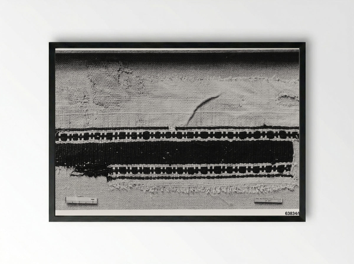 Untitled (Textile Fragment, Embroidery on Linen) - Fine Art Print - Framed Print Black