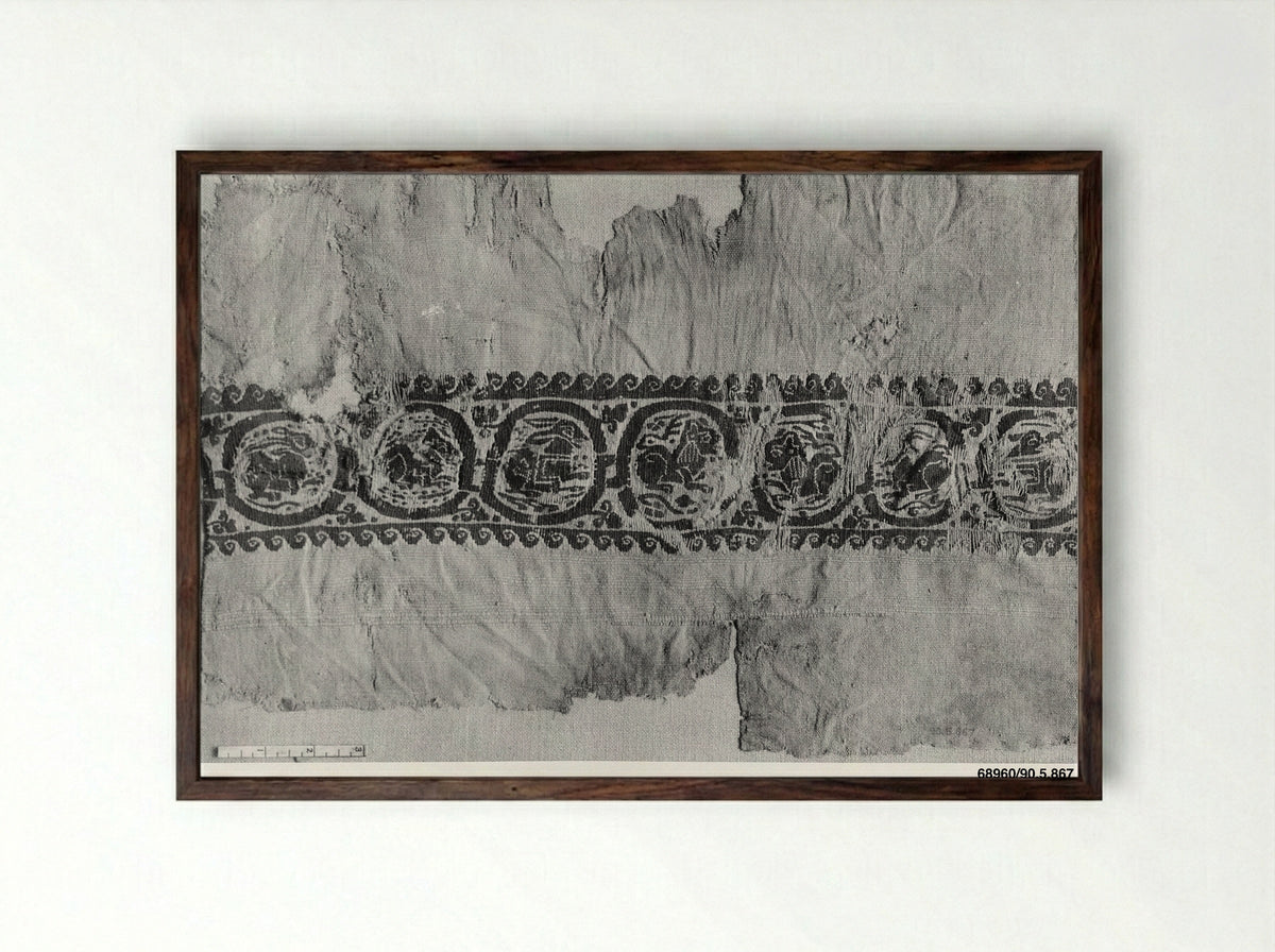 Untitled (Textile Fragment, Linen) - Fine Art Print - Framed Print Dark Wood