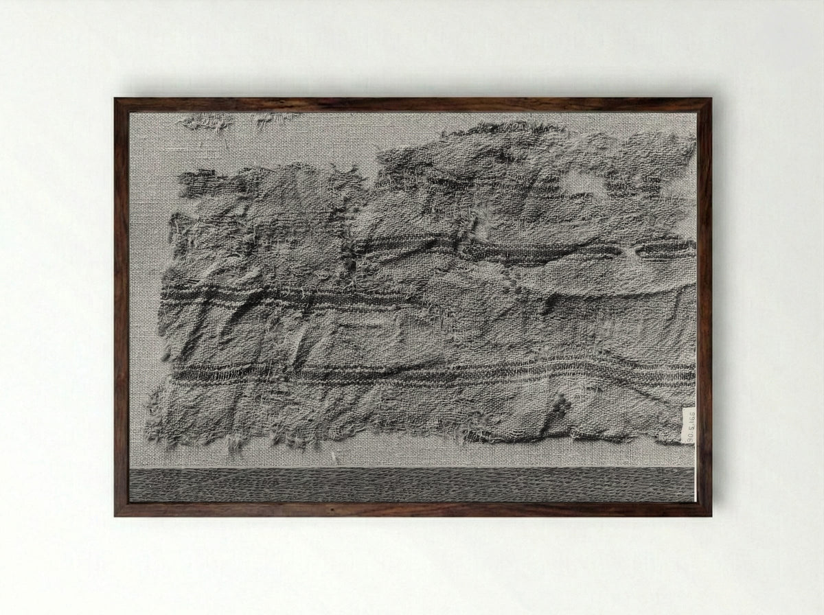 Untitled (Textile Fragment, Linen) - Fine Art Print - Framed Print Dark Wood