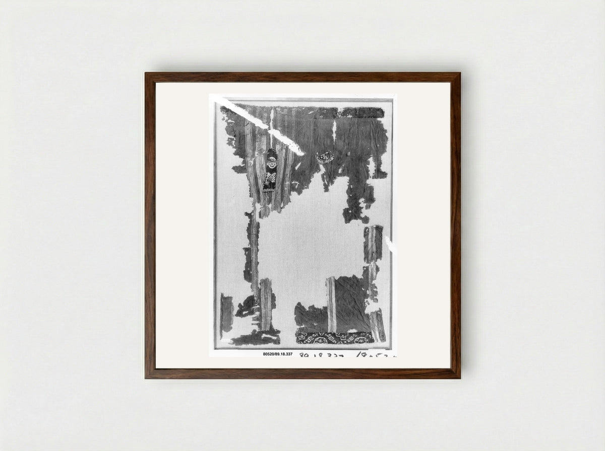 Untitled (Textile Fragment, Woven Fabric) - Fine Art Print - Framed Print Dark Wood
