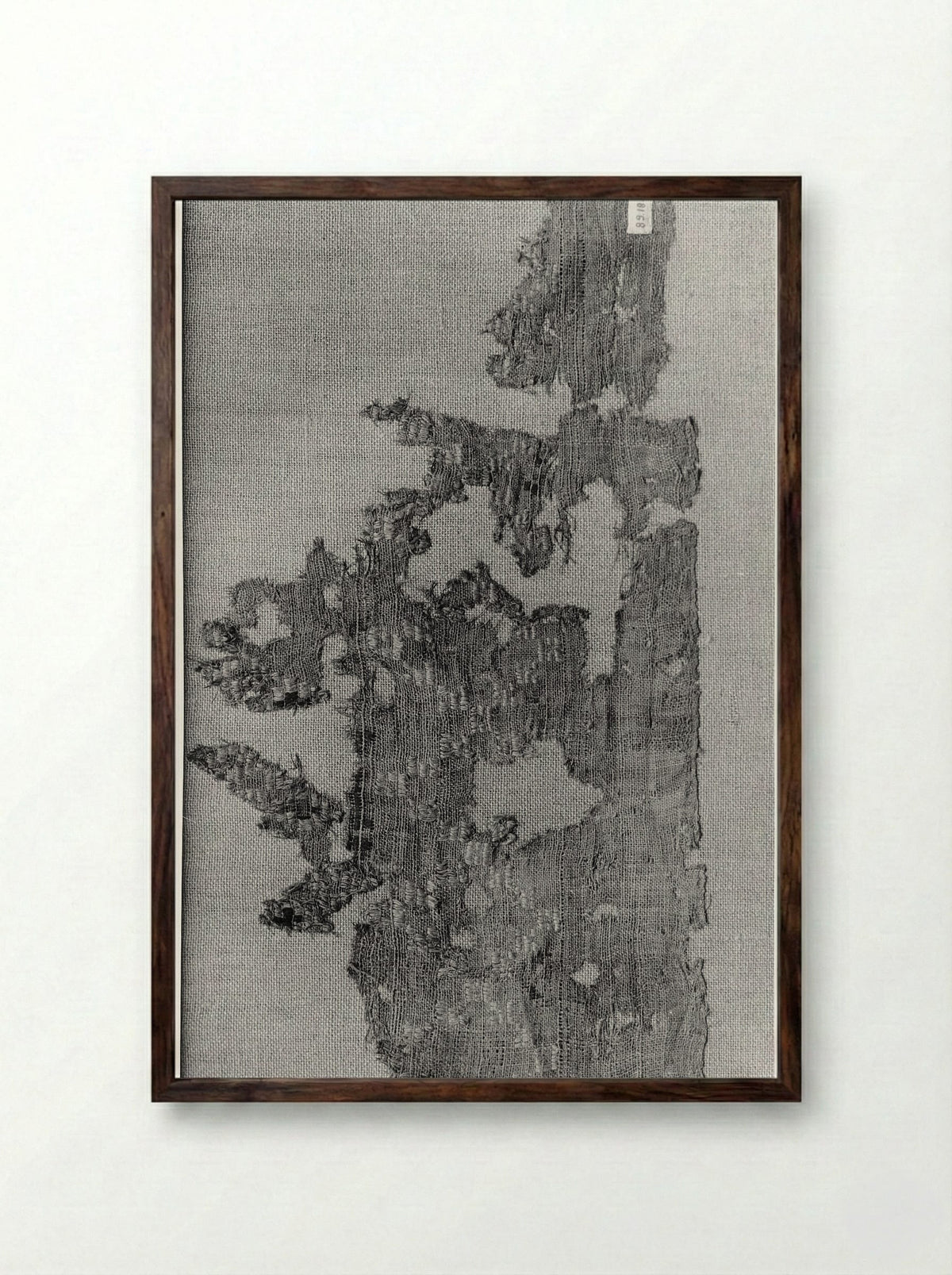 Untitled (Textile Fragment, Woven Silk) - Fine Art Print - Framed Print Dark Wood
