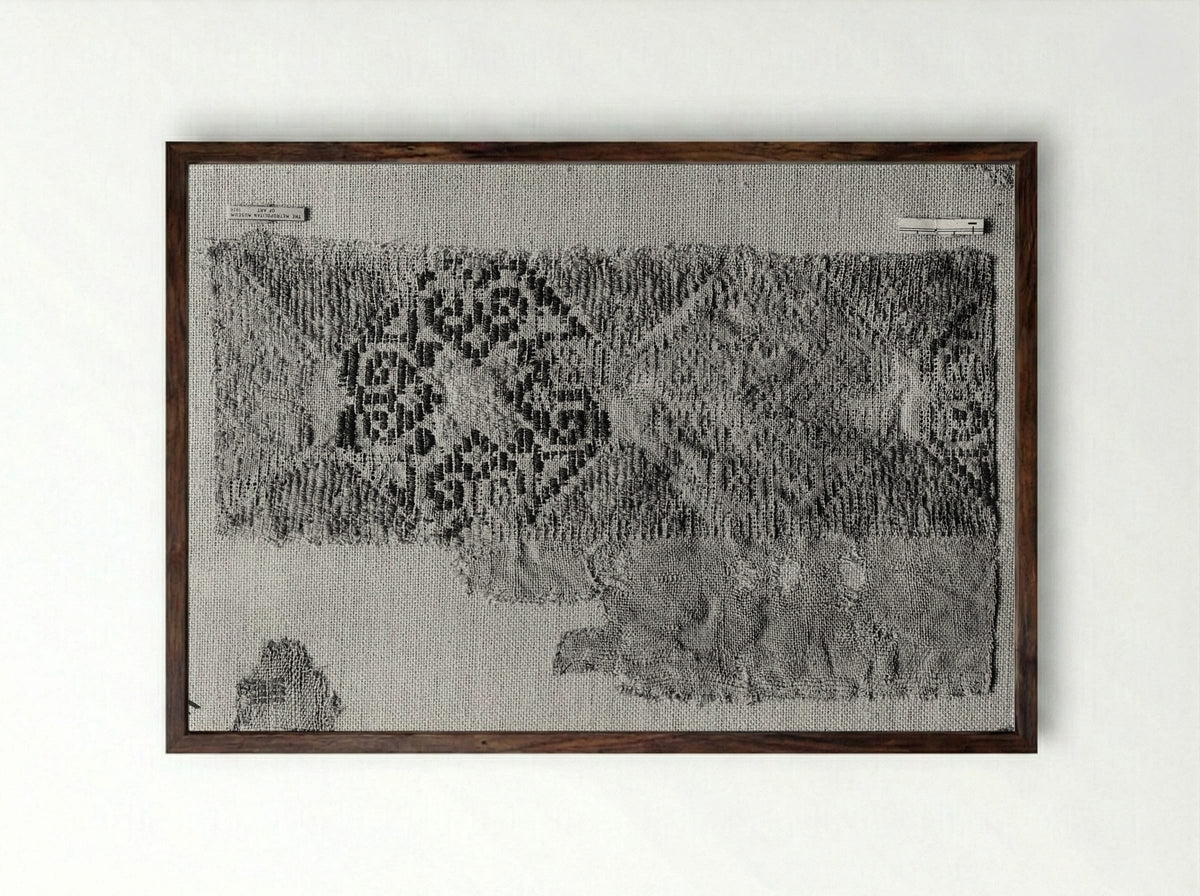 Untitled (Textile Fragment, Woven Silk) - Fine Art Print - Framed Print Dark Wood