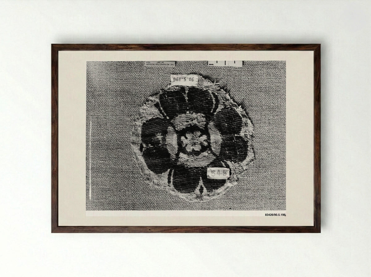 Untitled (Textile Fragment, Woven Silk) - Fine Art Print - Framed Print Dark Wood
