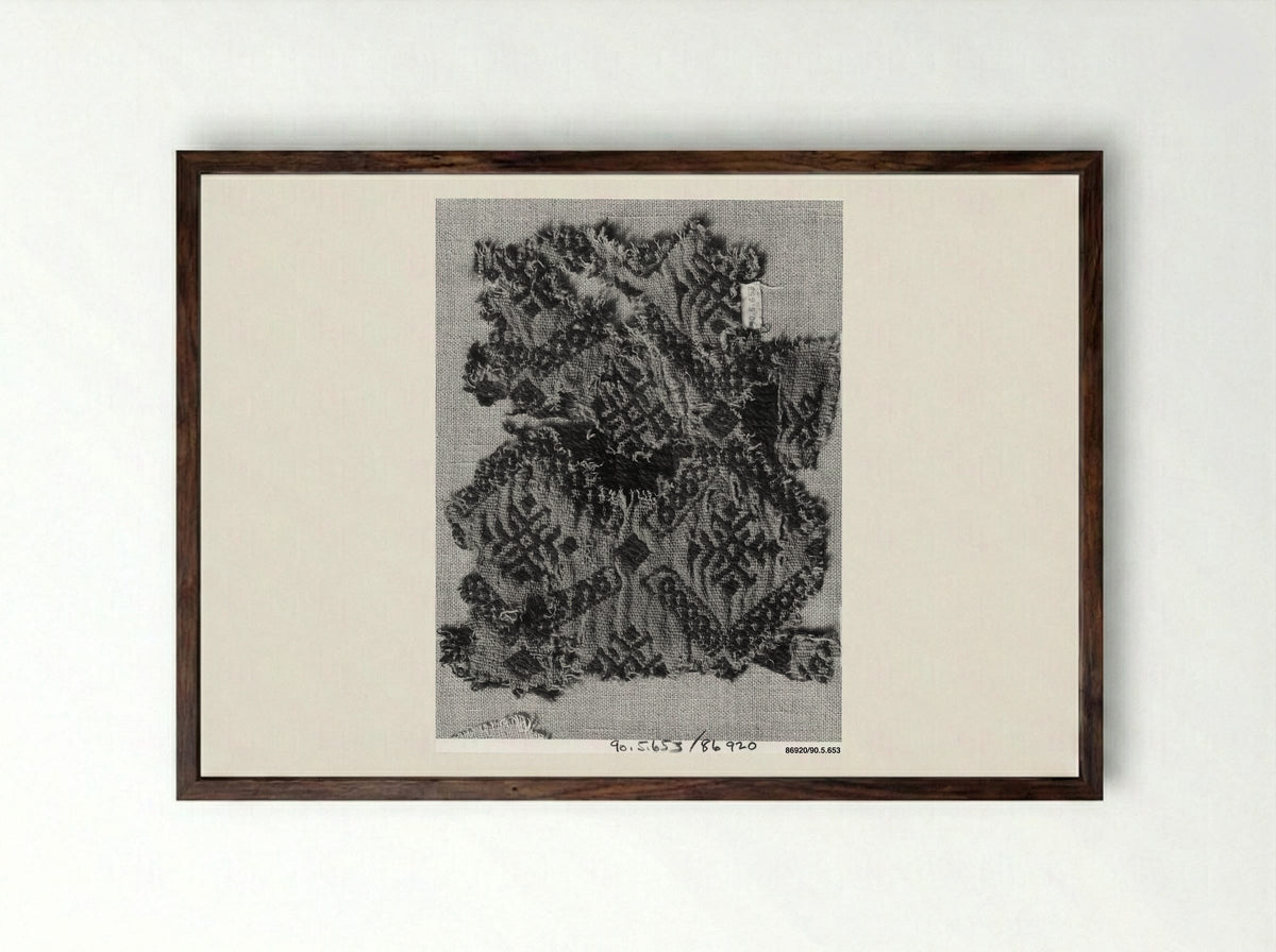 Untitled (Textile Fragment, Woven Silk) - Fine Art Print - Framed Print Dark Wood