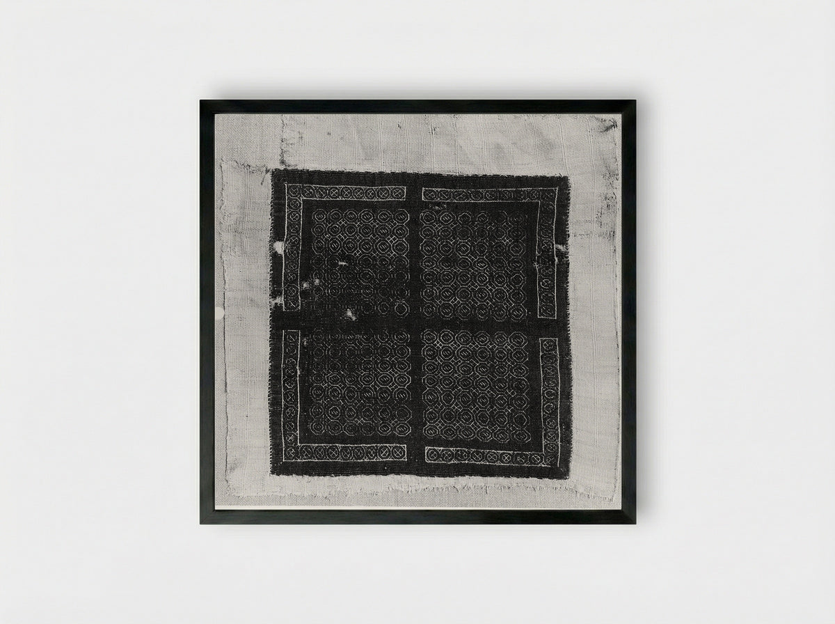Untitled (Textile Fragment with Animal Medallions) - Fine Art Print - Framed Print Black