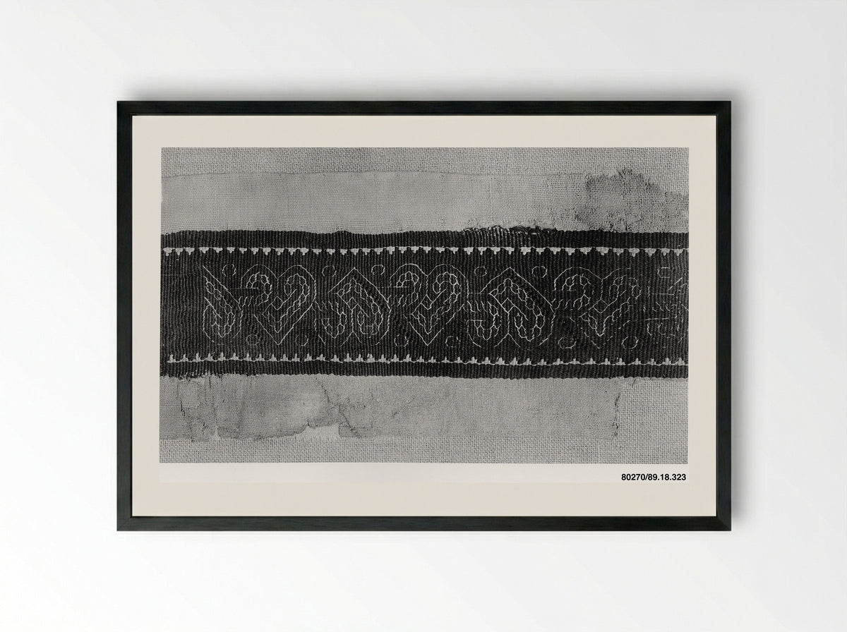 Untitled (Textile Fragment with Geometric Border) - Fine Art Print - Framed Print Black