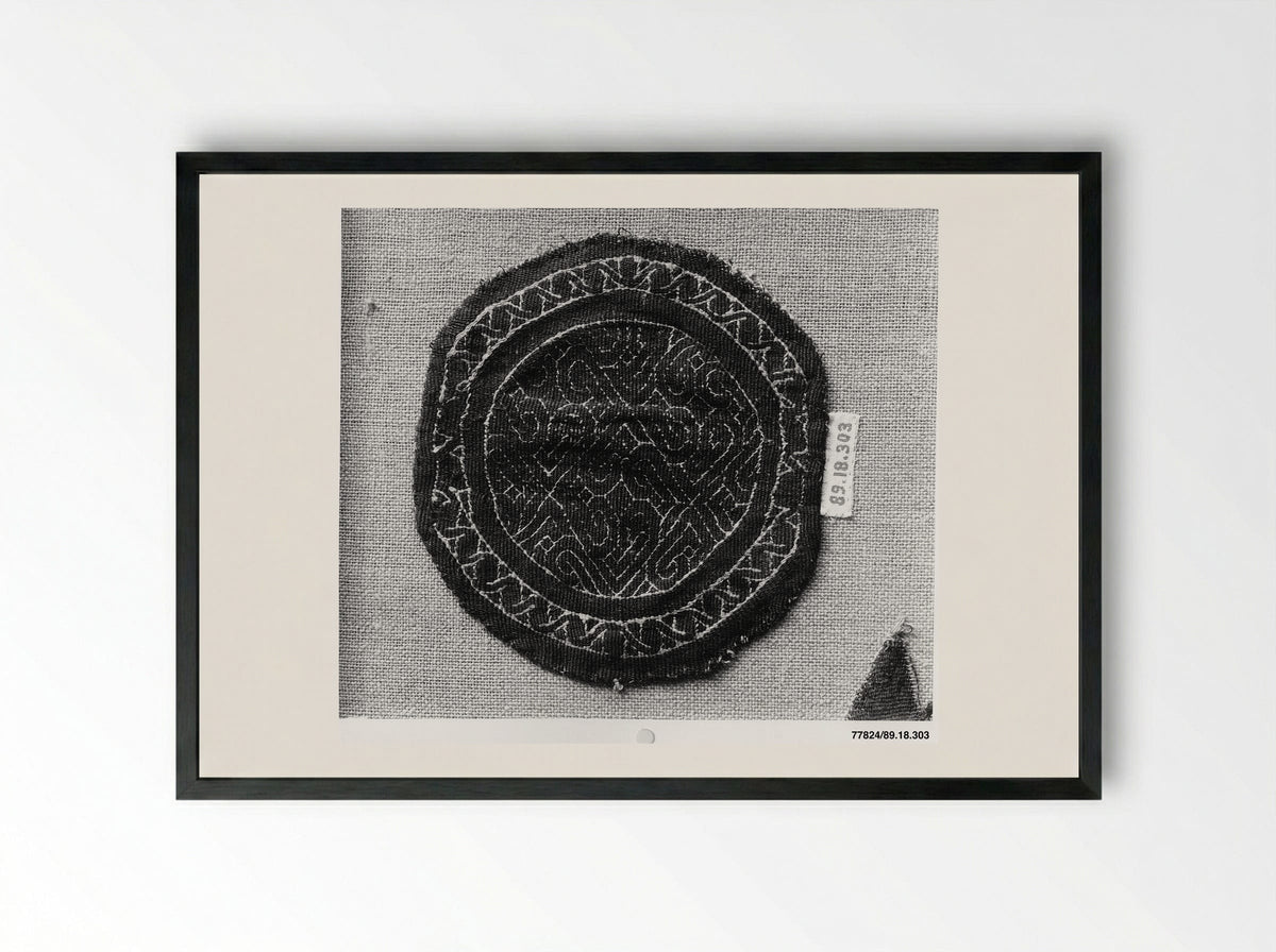 Untitled (Textile Fragment with Geometric Border) - Fine Art Print - Framed Print Black