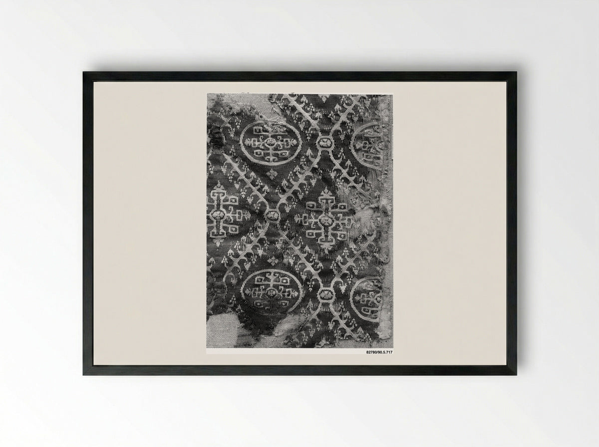 Untitled (Textile Fragment with Geometric Medallions) - Unknown Artist - Framed Print Black
