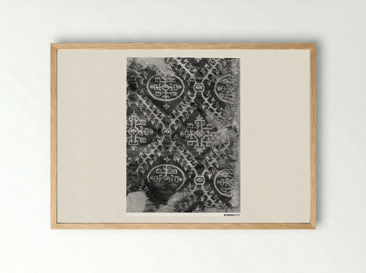 Untitled (Textile Fragment with Geometric Medallions) - Unknown Artist - Framed Print Wood