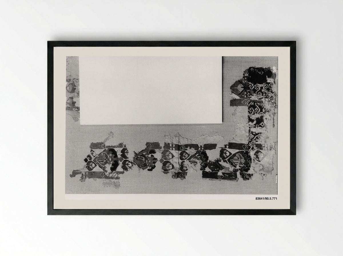 Untitled (Textile Fragment with Geometric Motifs) - Fine Art Print - Framed Print Black