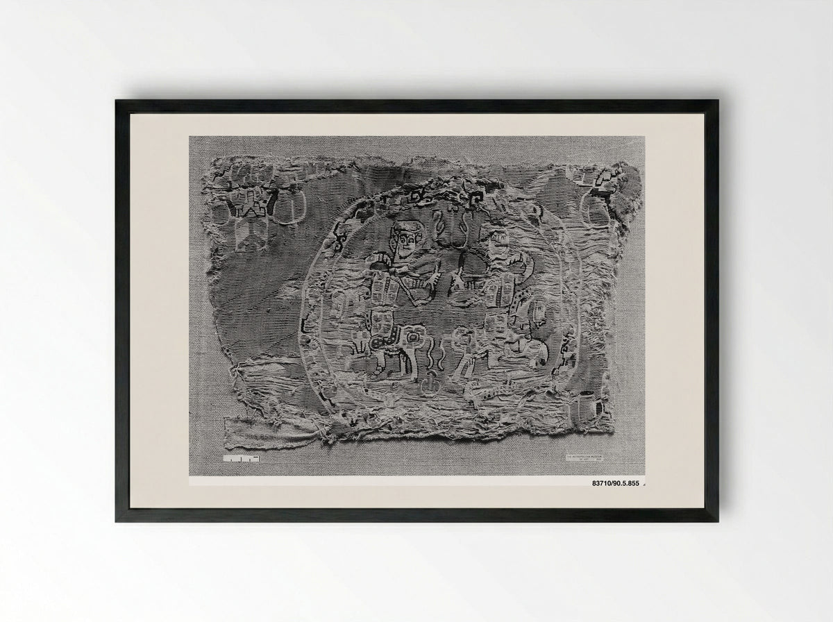 Untitled (Textile Fragment with Heart Motif) - Fine Art Print - Framed Print Black
