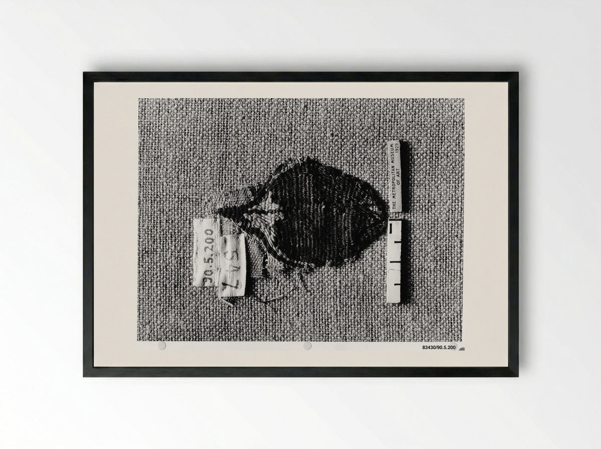 Untitled (Textile Fragment with Heart Motifs) - Fine Art Print - Framed Print Black