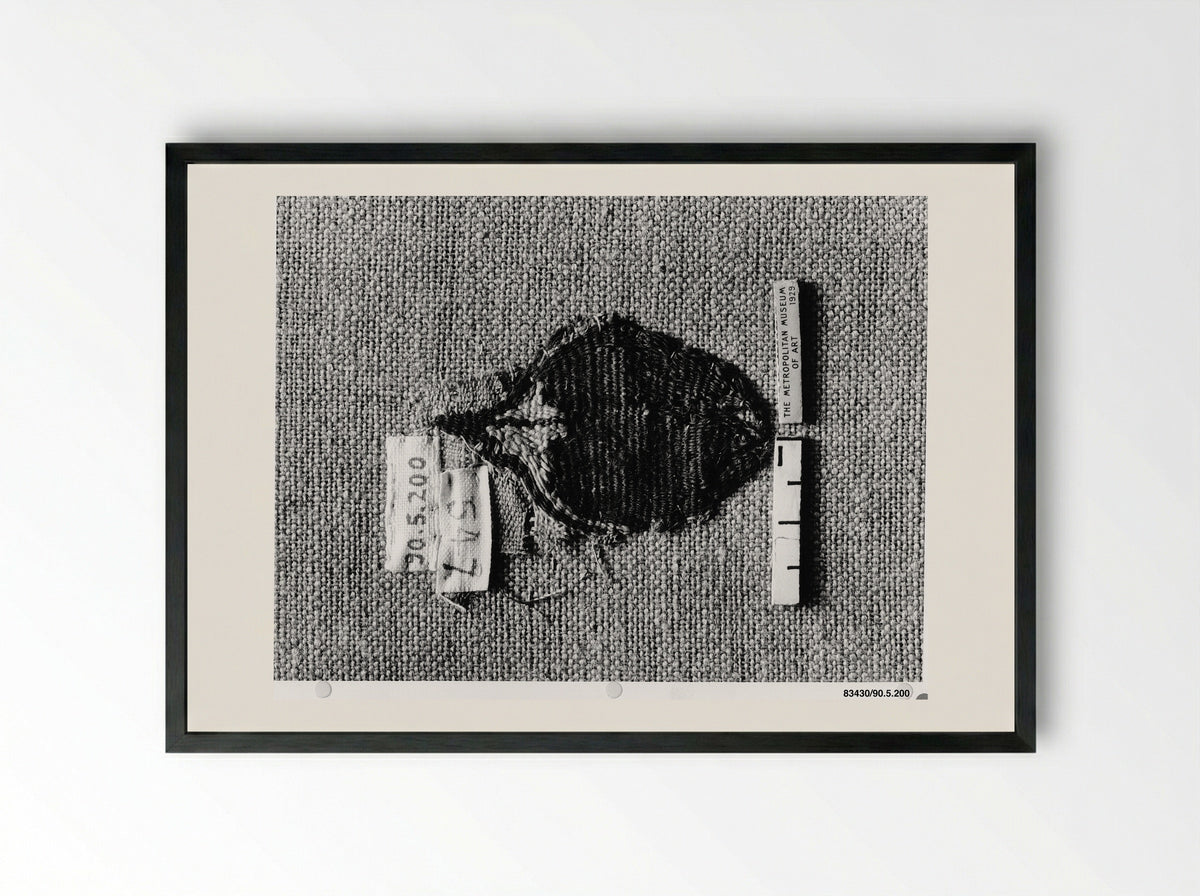 Untitled (Textile Fragment with Heart Motifs) - Fine Art Print - Framed Print Black