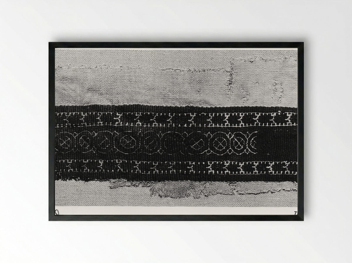 Untitled (Textile Fragment with Leaf Motifs) - Fine Art Print - Framed Print Black