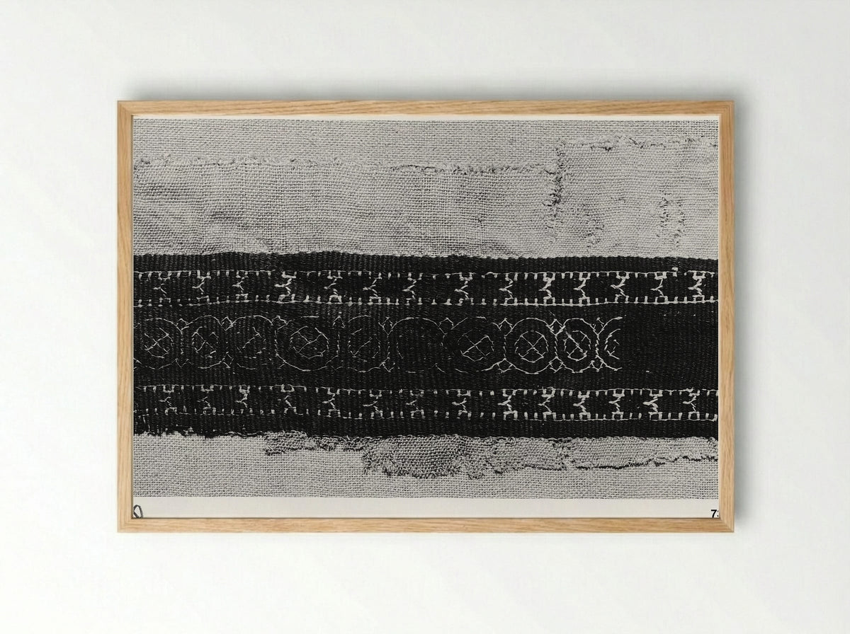 Untitled (Textile Fragment with Leaf Motifs) - Fine Art Print - Framed Print Wood
