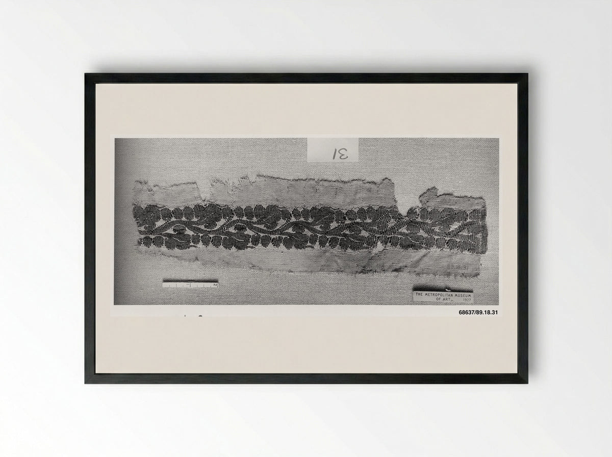 Untitled (Textile Fragment with Peacocks and Wreath) - Fine Art Print - Framed Print Black