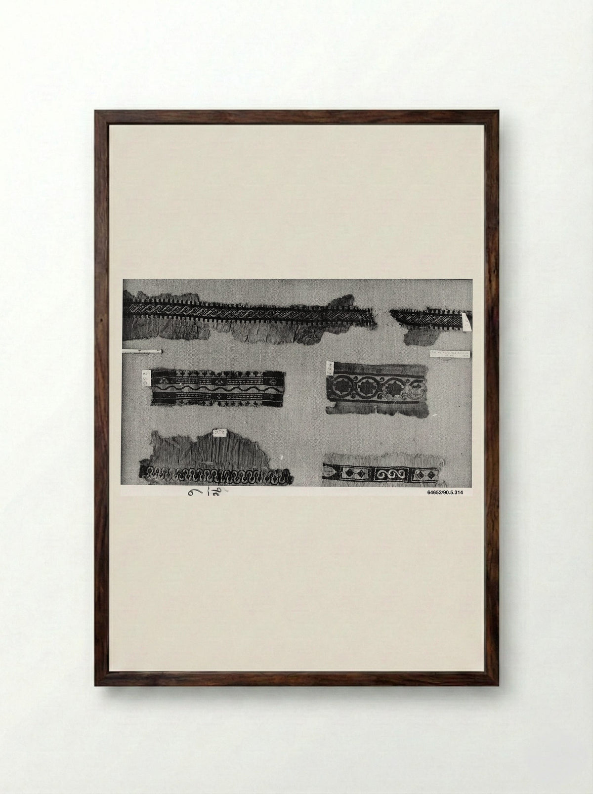 Untitled (Textile Fragments, Woven Silk) - Fine Art Print - Framed Print Dark Wood