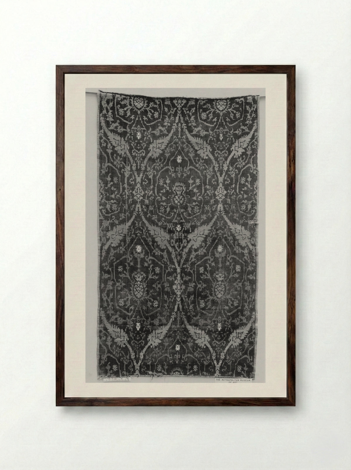 Untitled (Textile Panel with Ogee Pattern) - Fine Art Print - Framed Print Dark Wood