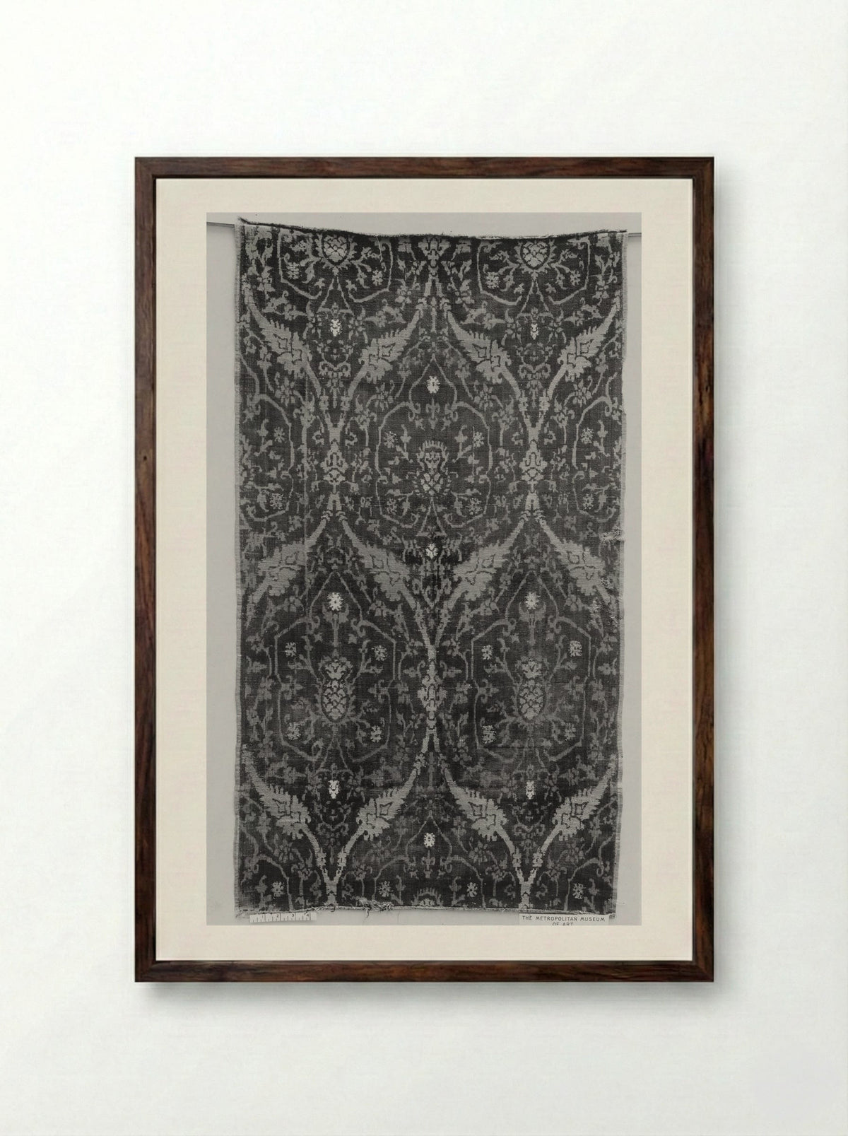 Untitled (Textile Panel with Ogival Pattern) - Fine Art Print - Framed Print Dark Wood