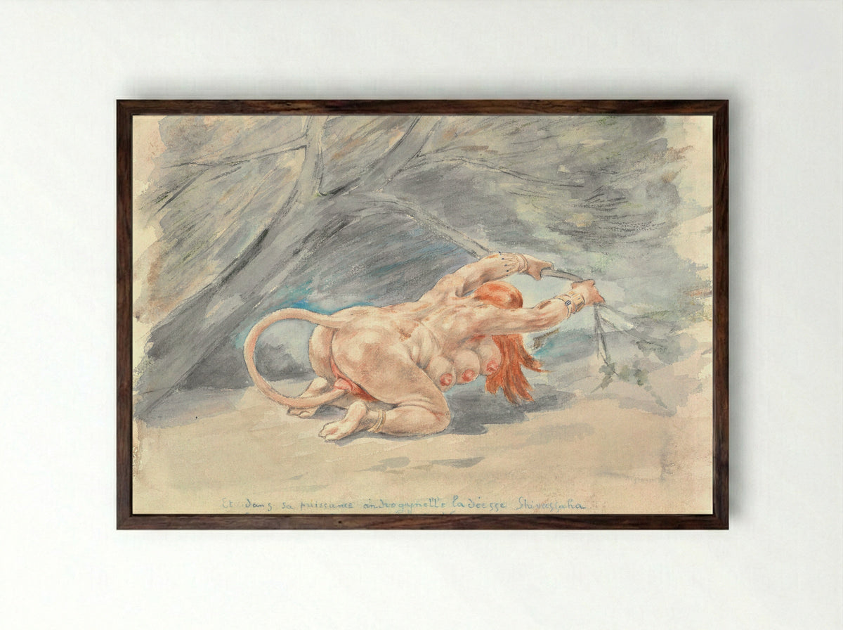 Untitled (The Goddess Shivasjaha) - Félicien Rops - Framed Print Dark Wood