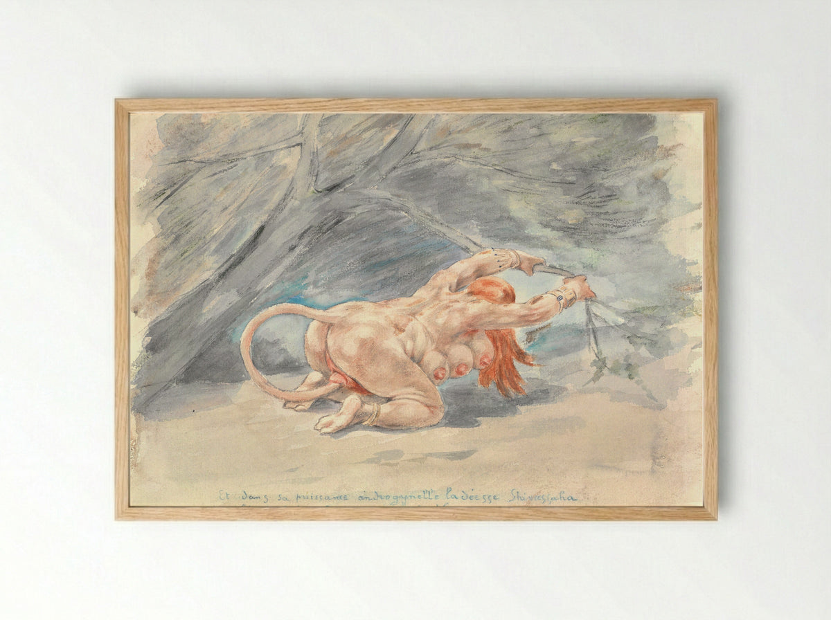 Untitled (The Goddess Shivasjaha) - Félicien Rops - Framed Print Wood