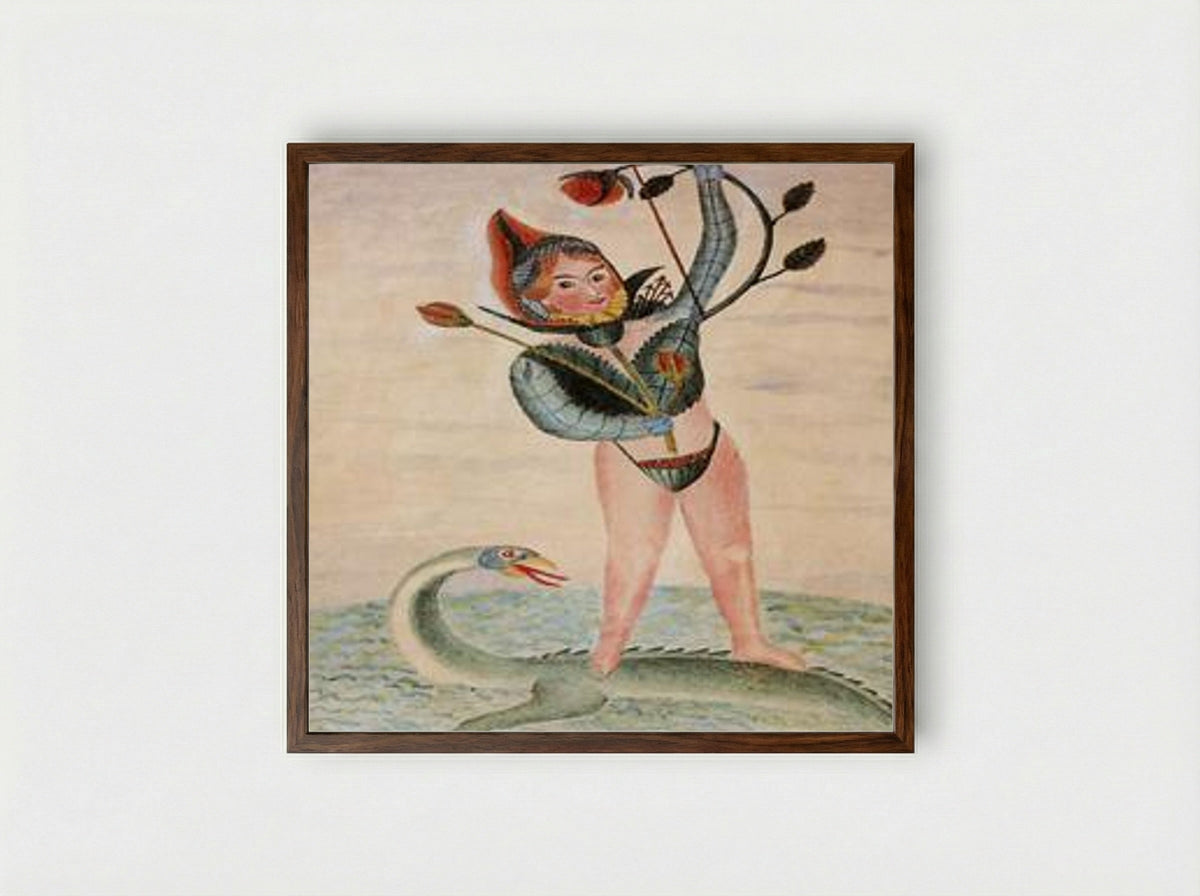 Untitled (The Witch with the Dragon) - August Natterer - Framed Print Dark Wood