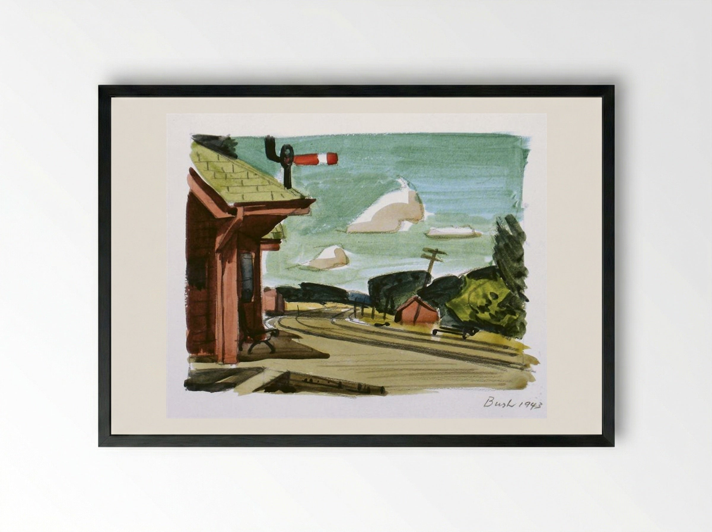 Untitled (Train Station) - Jack Bush - Framed Print Black