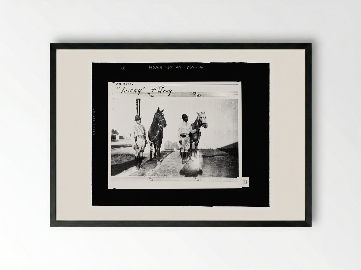 Untitled (Two Soldiers with Horses, Photographic Archive) - Fine Art Print - Framed Print Black