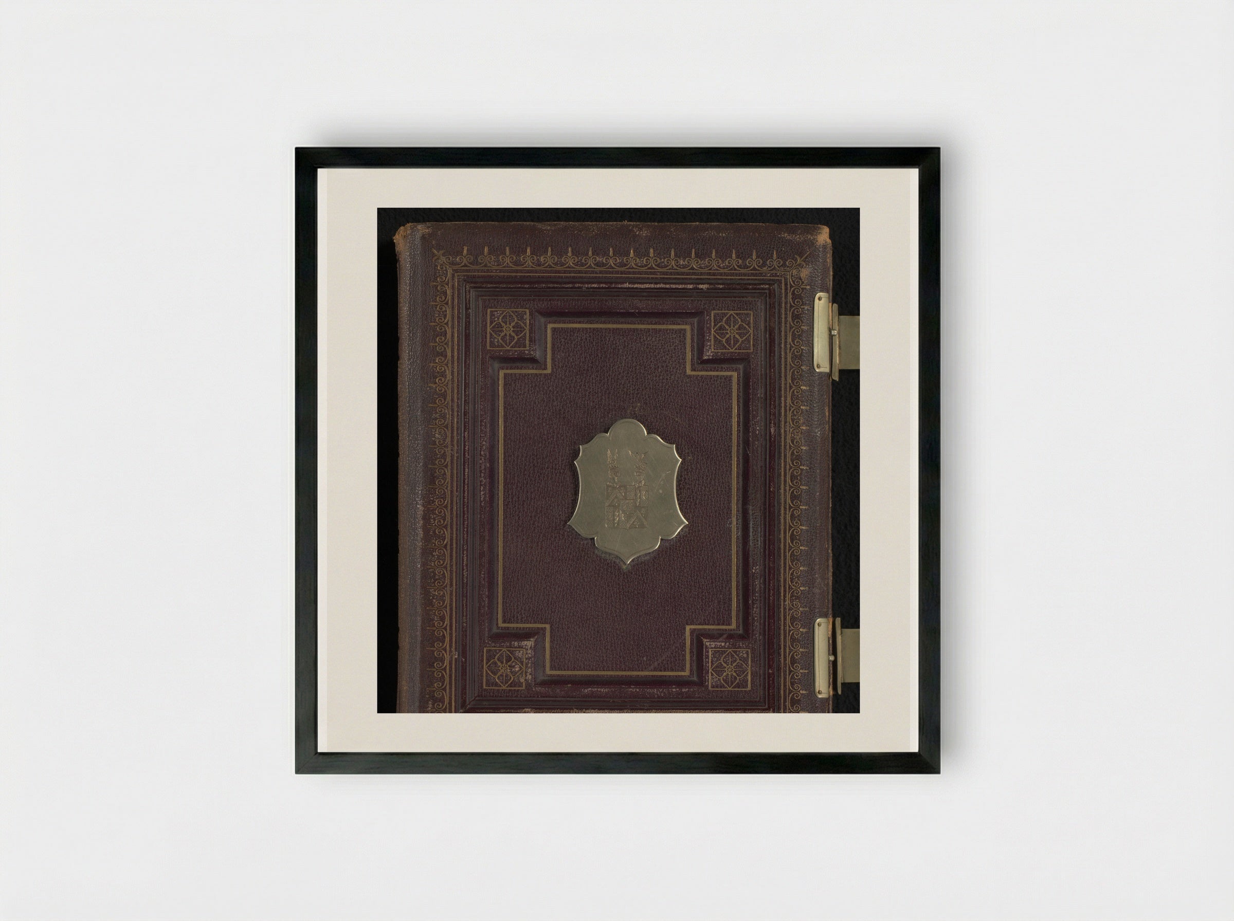 Untitled (Victorian Leather Photo Album Cover) - Fine Art Print - Framed Print Black