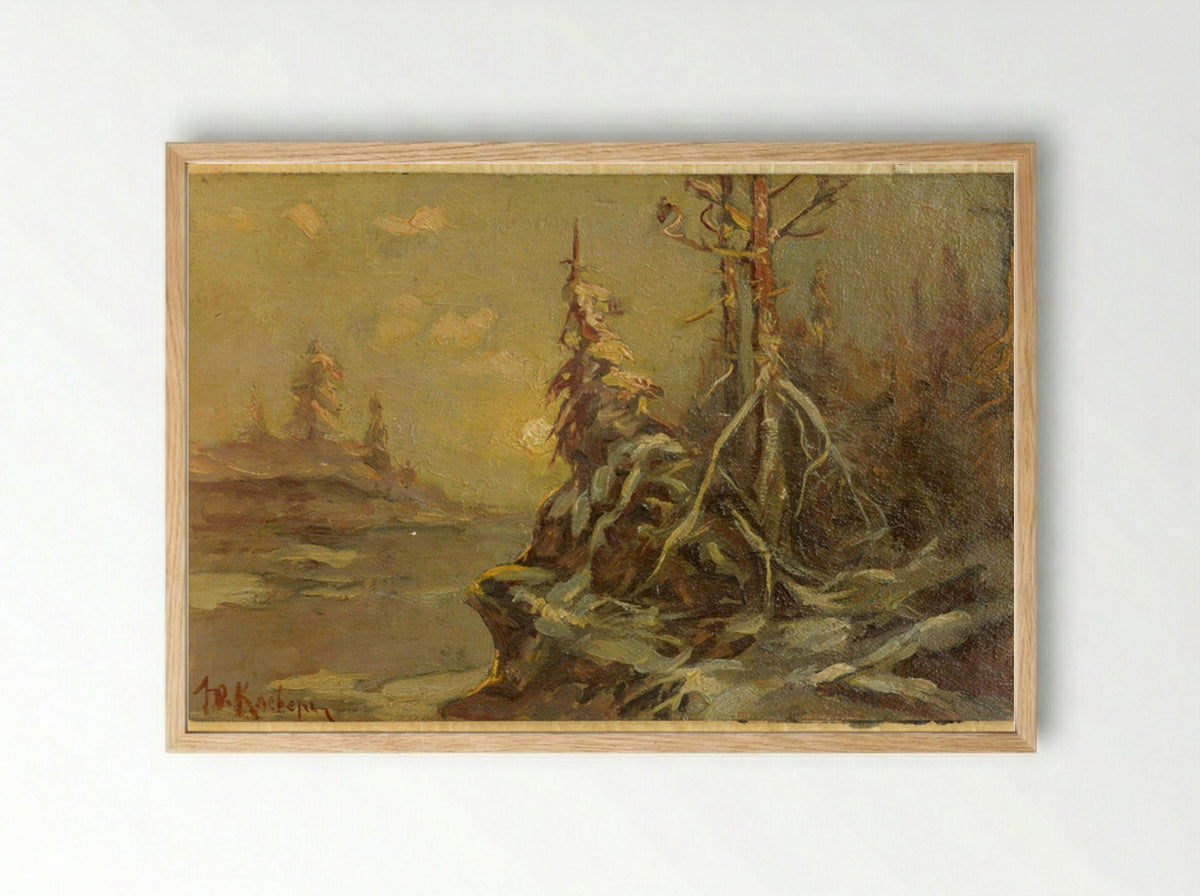 Untitled (Winter Forest at Sunset) - Julius Sergius von Klever - Framed Print Wood