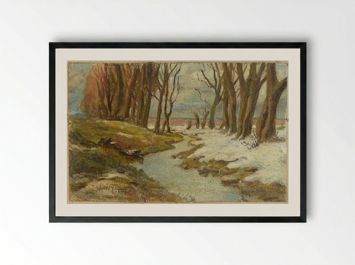 Untitled (Winter Stream with Trees) - Julius Sergius von Klever - Framed Print Black