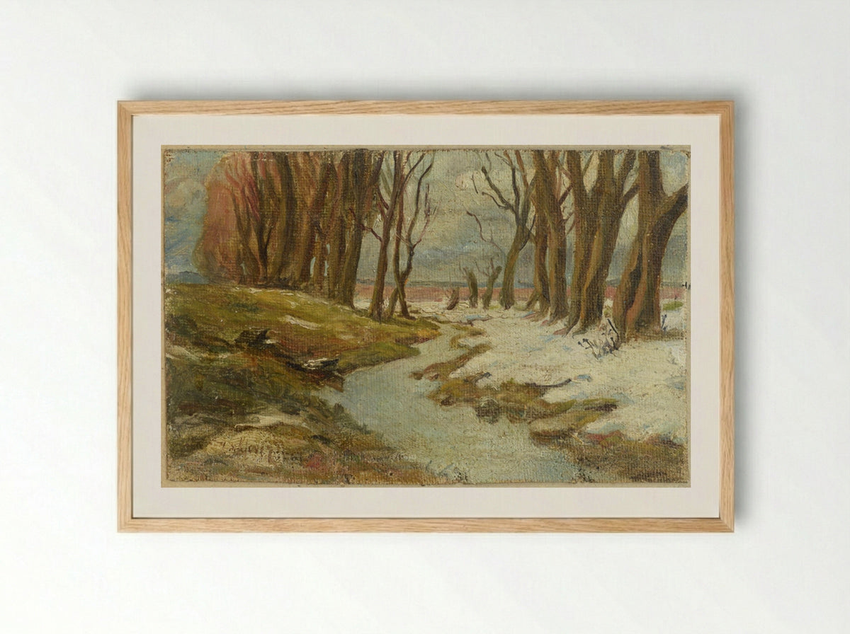 Untitled (Winter Stream with Trees) - Julius Sergius von Klever - Framed Print Wood