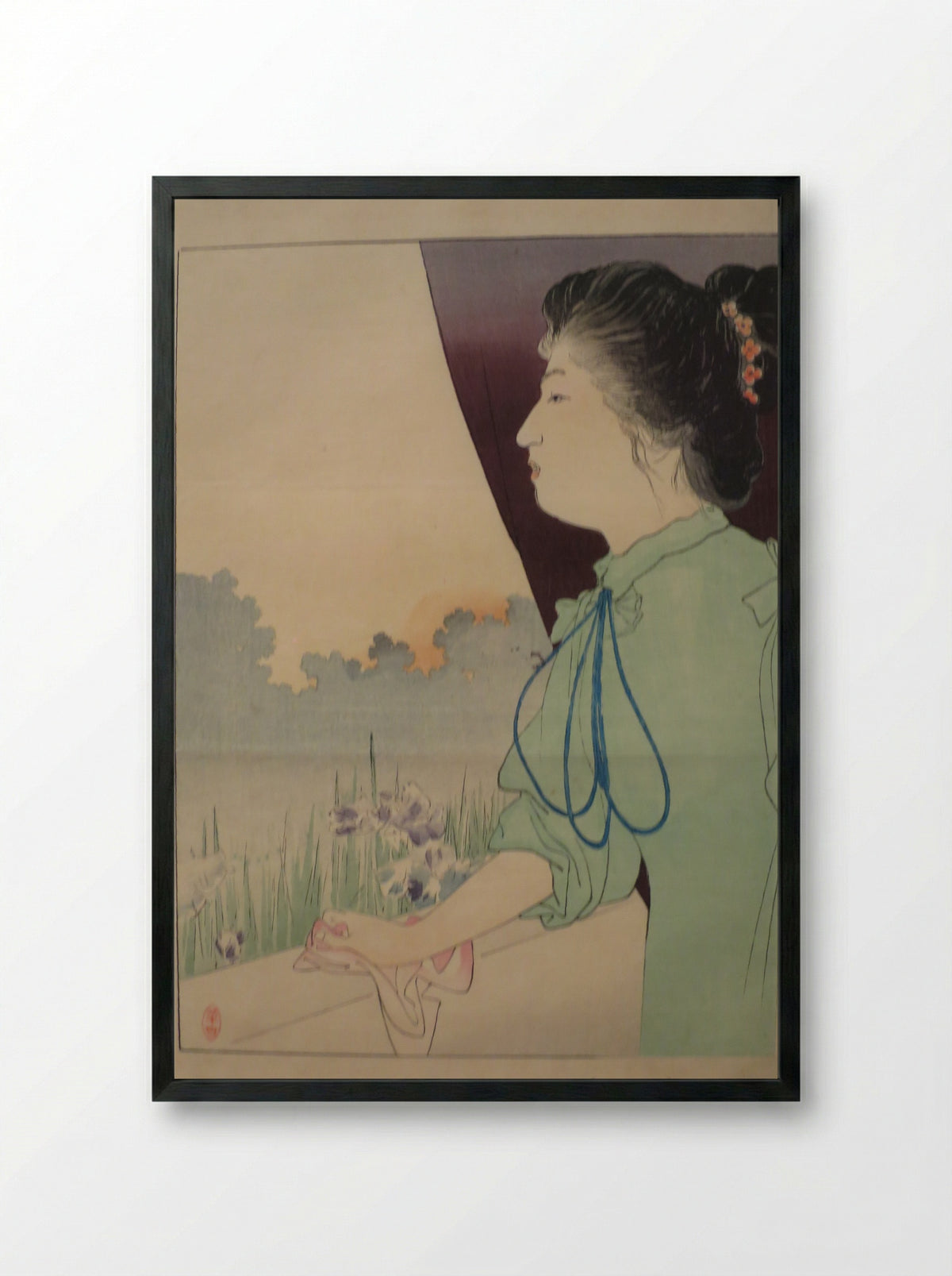 Untitled (Woman by the Iris Pond) - Kajita Hanko - Framed Print Black