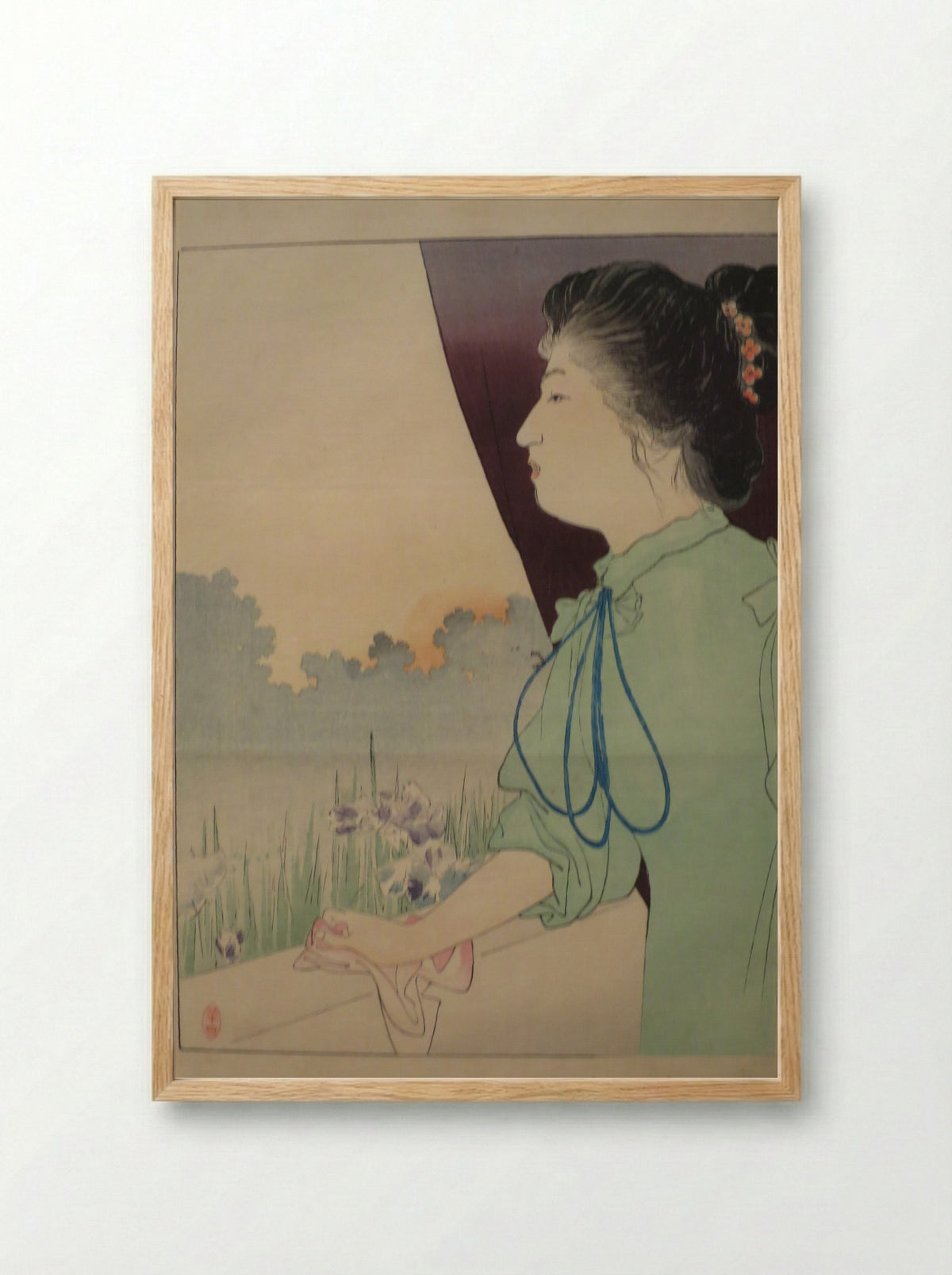 Untitled (Woman by the Iris Pond) - Kajita Hanko - Framed Print Wood