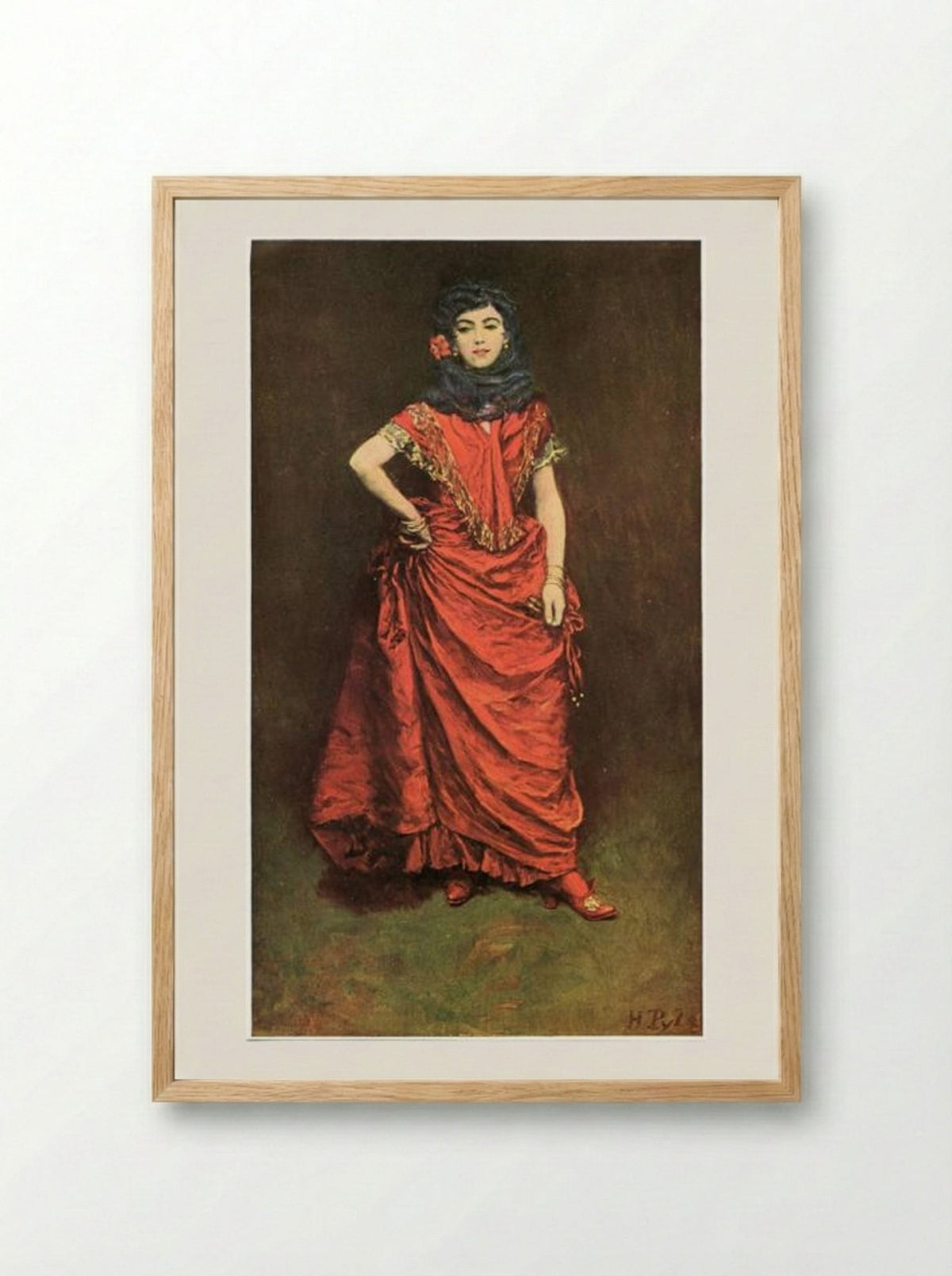 Untitled (Woman in Red Dress) - Howard Pyle - Framed Print Wood