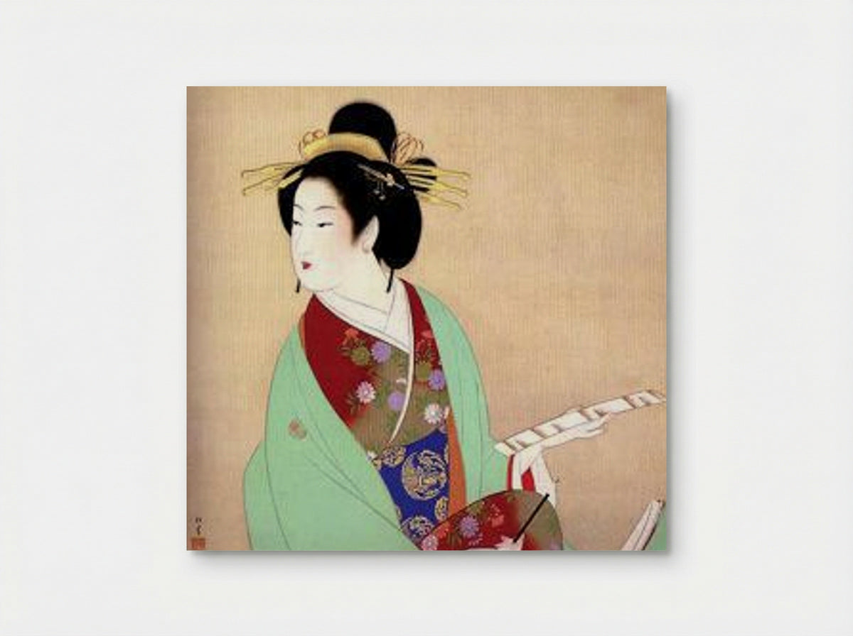 Untitled (Woman with Fan, Painting on Silk) - Uemura Shoen - Poster