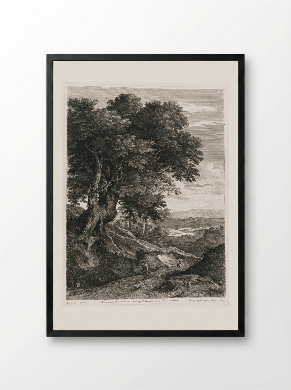 Untitled (Wooded Path with Figures) - Jean Morin - Framed Print Black