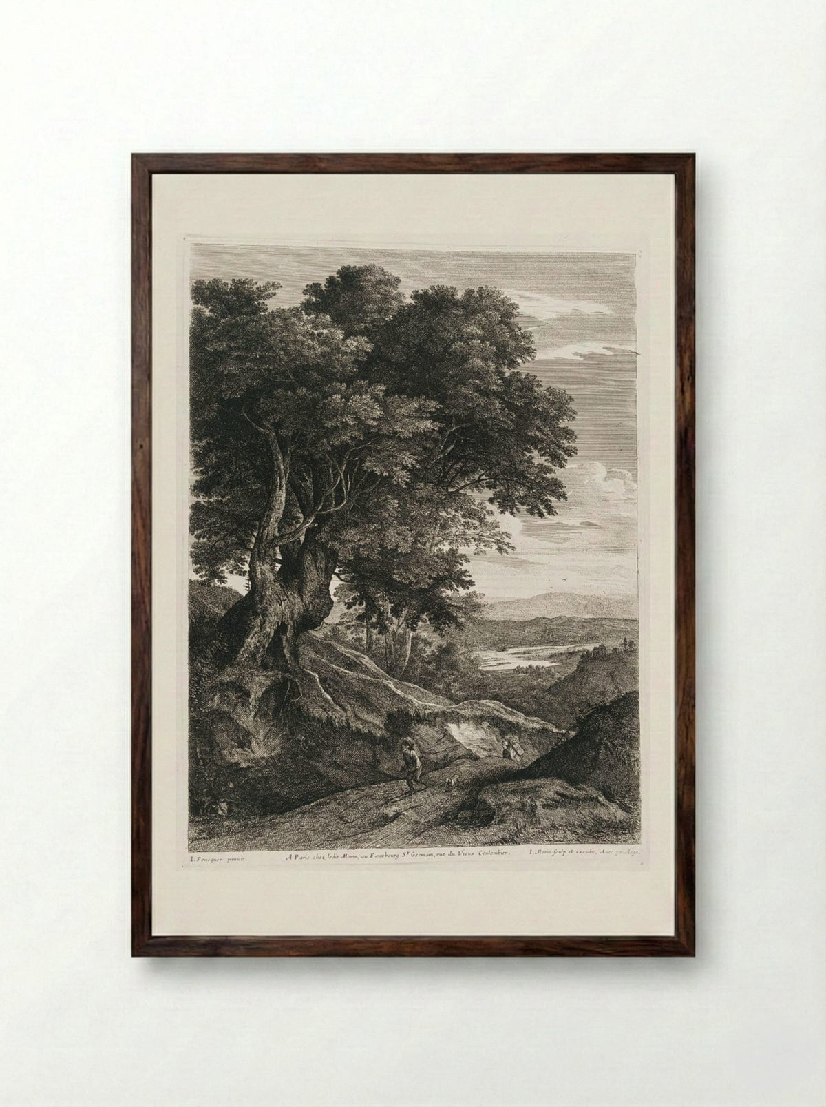 Untitled (Wooded Path with Figures) - Jean Morin - Framed Print Dark Wood