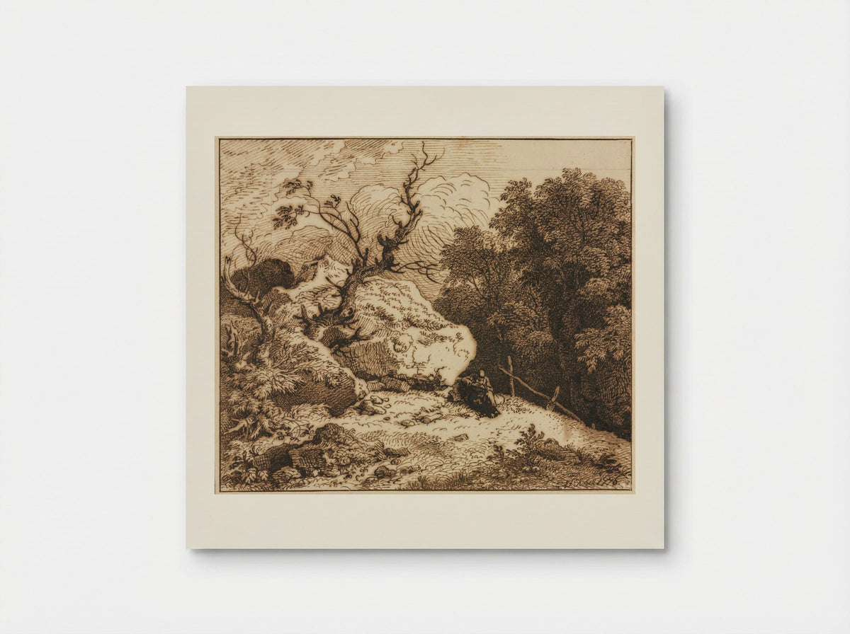 Untitled (Wooded Scene with Seated Figure) - Ferdinand Kobell - Poster