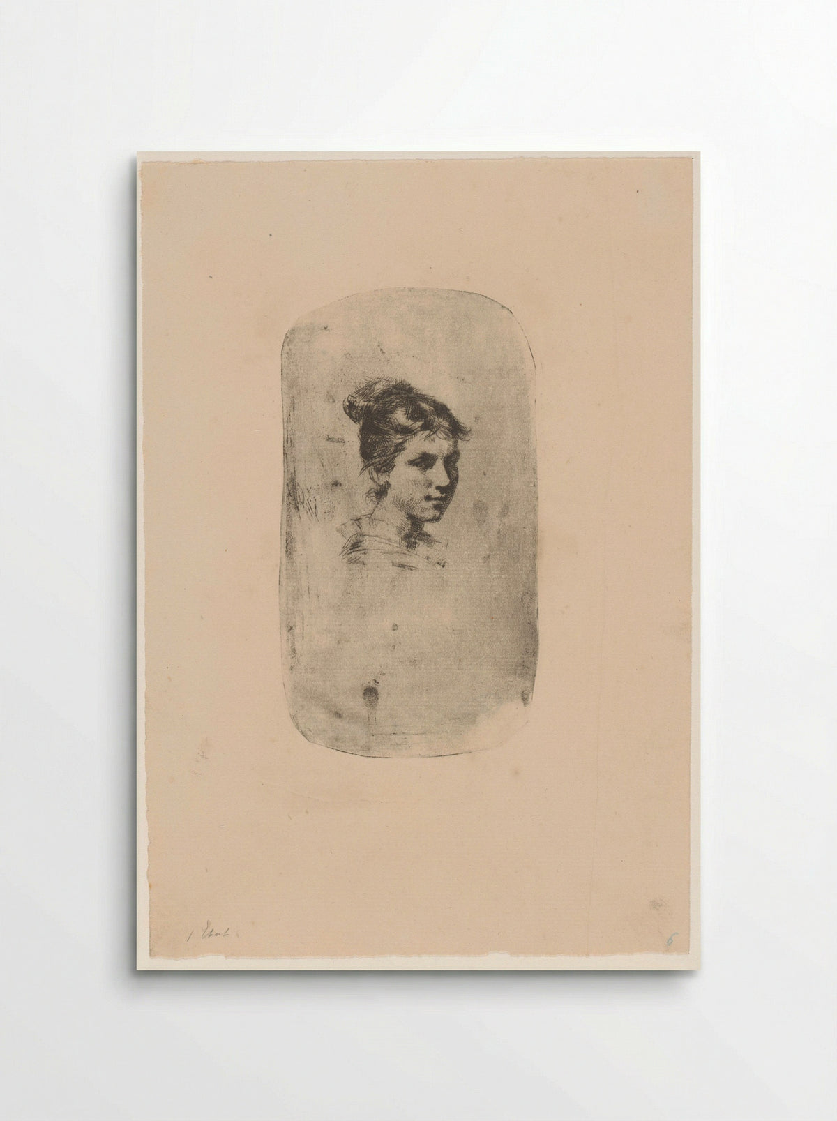 Untitled (Young Woman, Etching) - Adrien De Witte - Poster