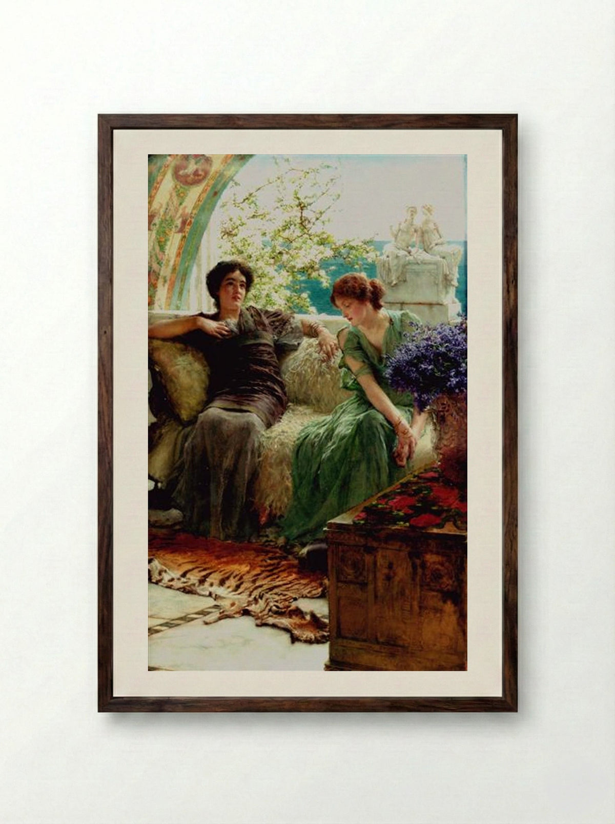 Unwelcome Confidences - Sir Lawrence Alma-Tadema - Framed Print Dark Wood