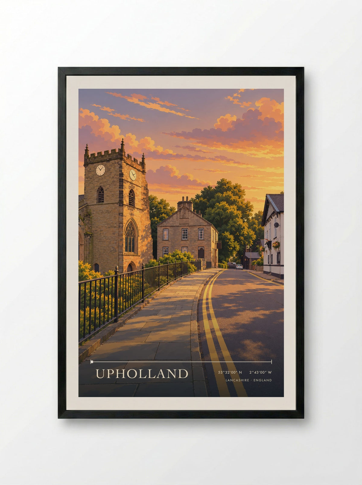 Upholland, Lancashire | Travel Poster - Framed Print Black