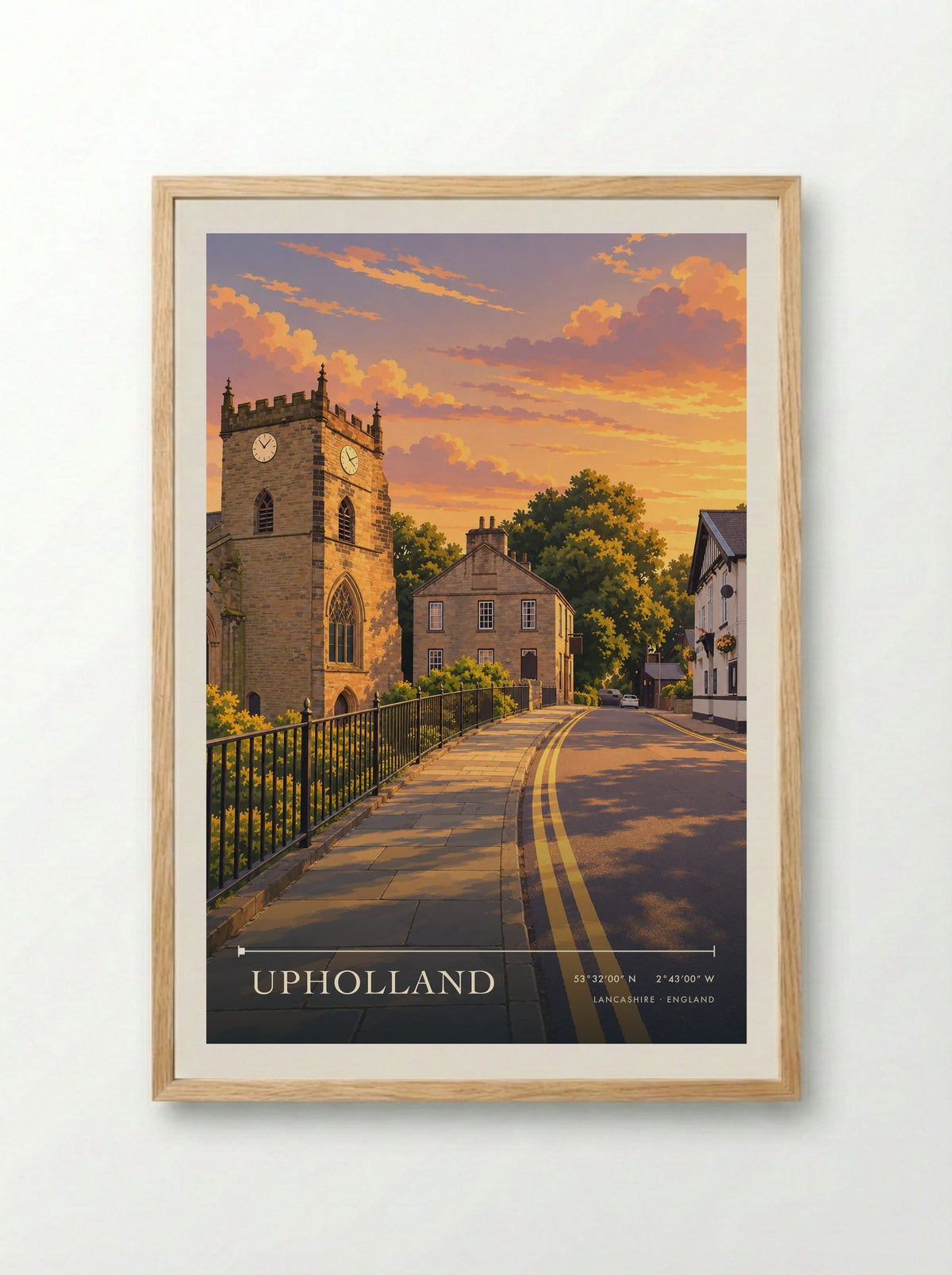 Upholland, Lancashire | Travel Poster - Framed Print Wood