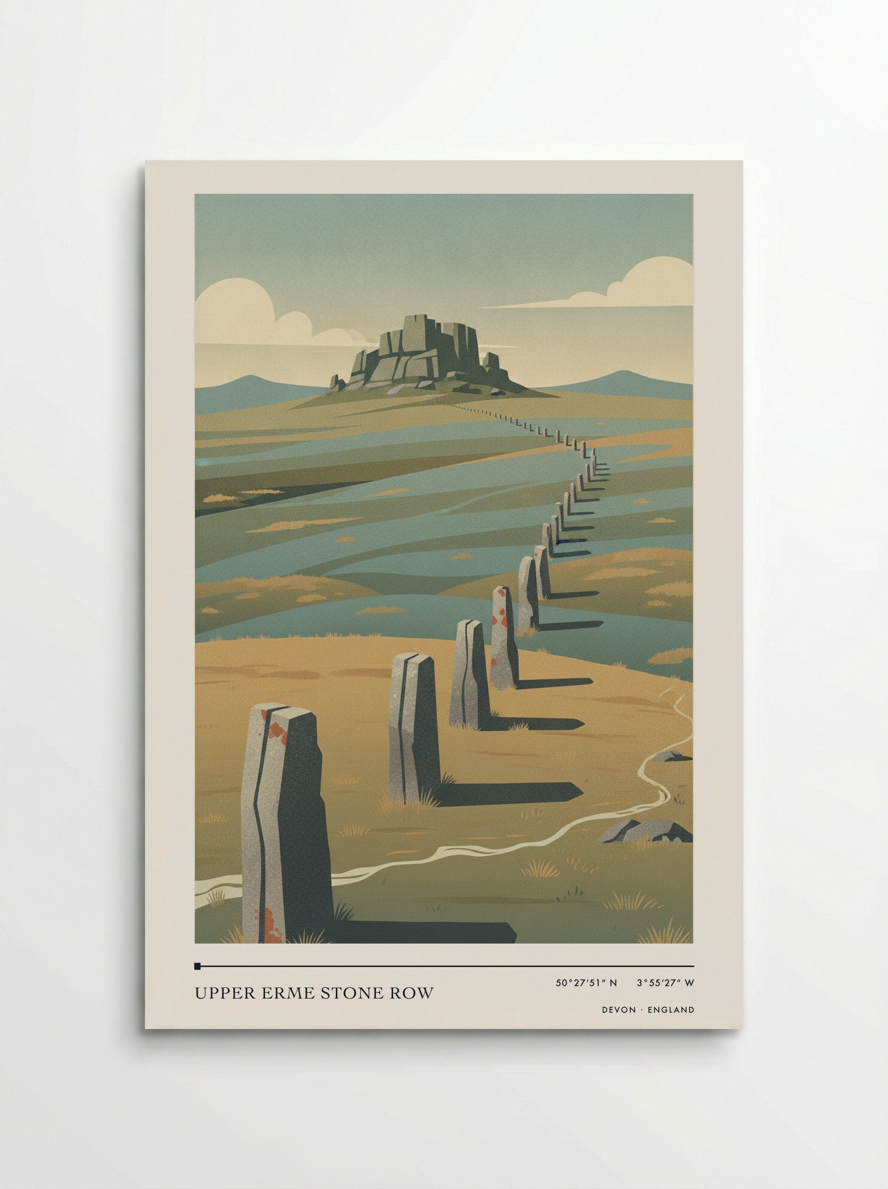 Upper Erme Stone Row Devon England Travel Poster - Poster