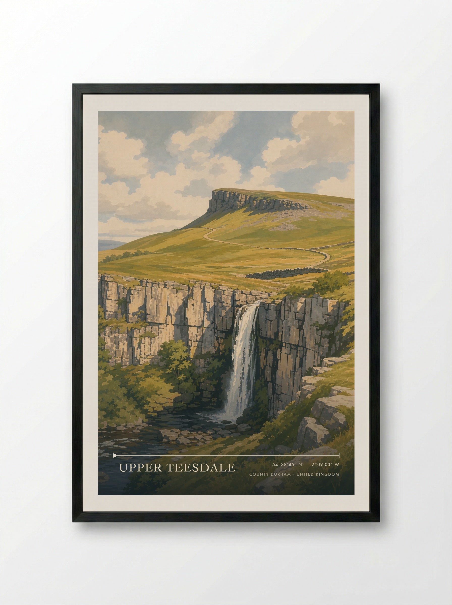 Upper Teesdale County Durham United Kingdom Travel Poster - Framed Print Black